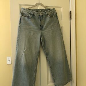 COS size 31 wide leg high rise ankle length jeans, mid/light wash.